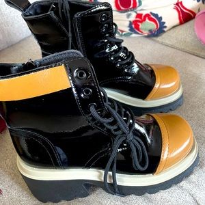 Black platform booties